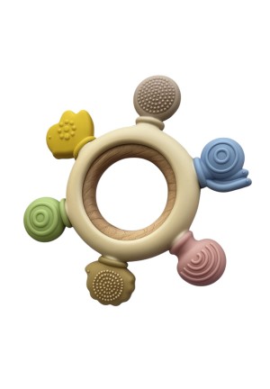 Прорезыватель "Штурвал" силиконовый с кольцом из бука (RWDN-001)